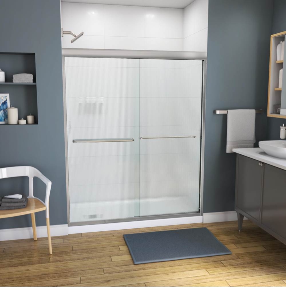 Kameleon 55-59 x 71 Inch 6 mm Bypass Shower Door for Alcove Installation with Fluted glass in Brus