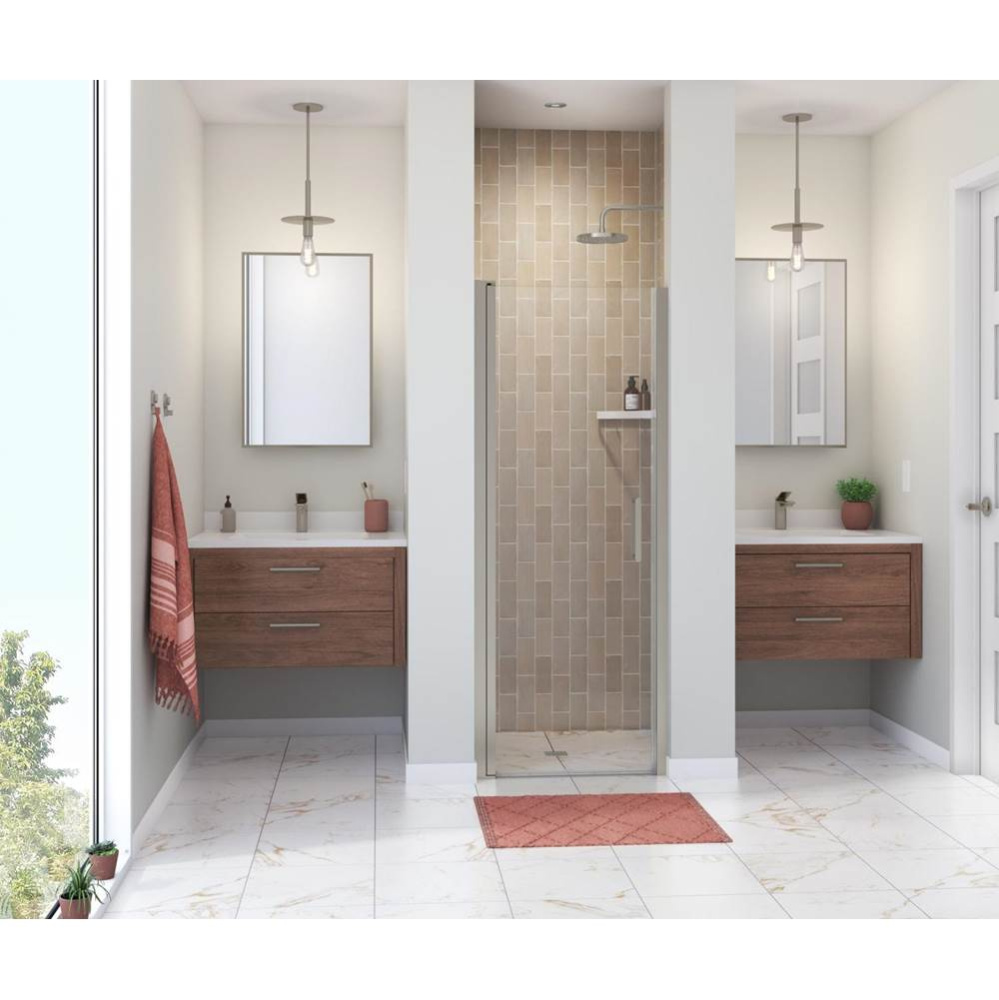 Manhattan 25-27 x 68 in. 6 mm Pivot Shower Door for Alcove Installation with Clear glass & Rou
