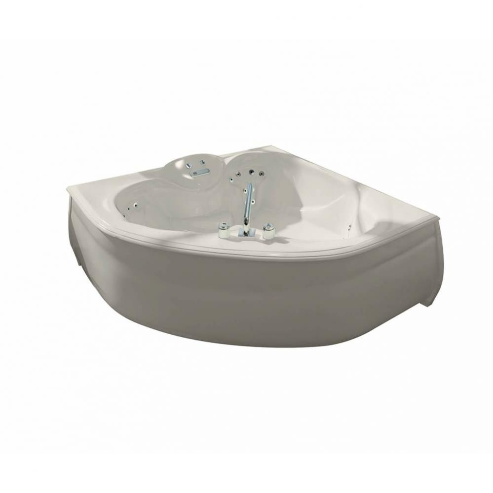 Kashmir 59.75 in. x 59.75 in. Corner Bathtub with Hydromax System Center Drain in Biscuit