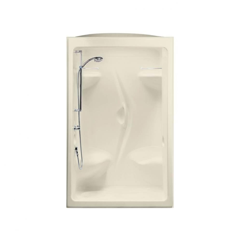 Stamina 48-I 51 in. x 35.75 in. x 85.25 in. 1-piece Shower with Right Seat, Center Drain in Bone