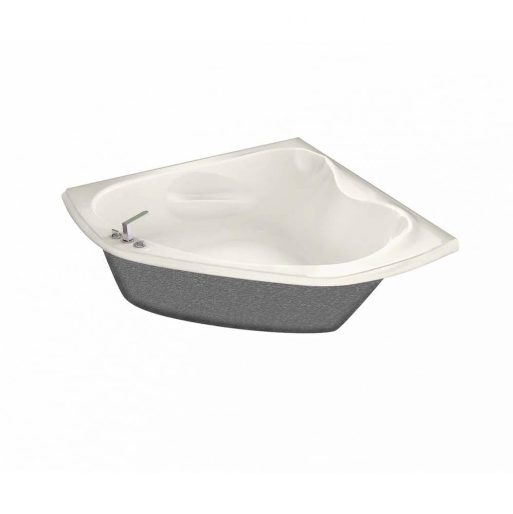 Murmur 54.75 in. x 54.75 in. Corner Bathtub with Hydrosens System Center Drain in Biscuit