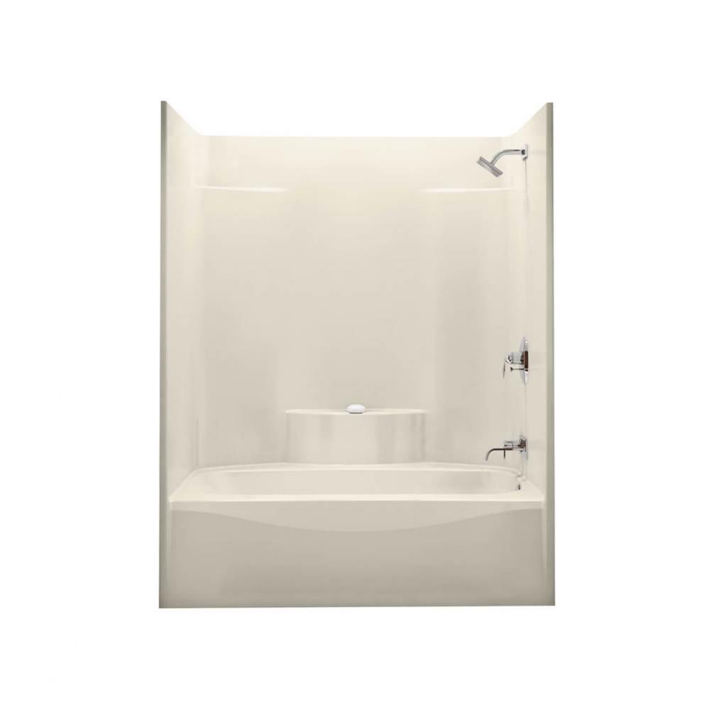 TS 60 in. x 37 in. x 77.5 in. 1-piece Tub Shower with Right Drain in Bone
