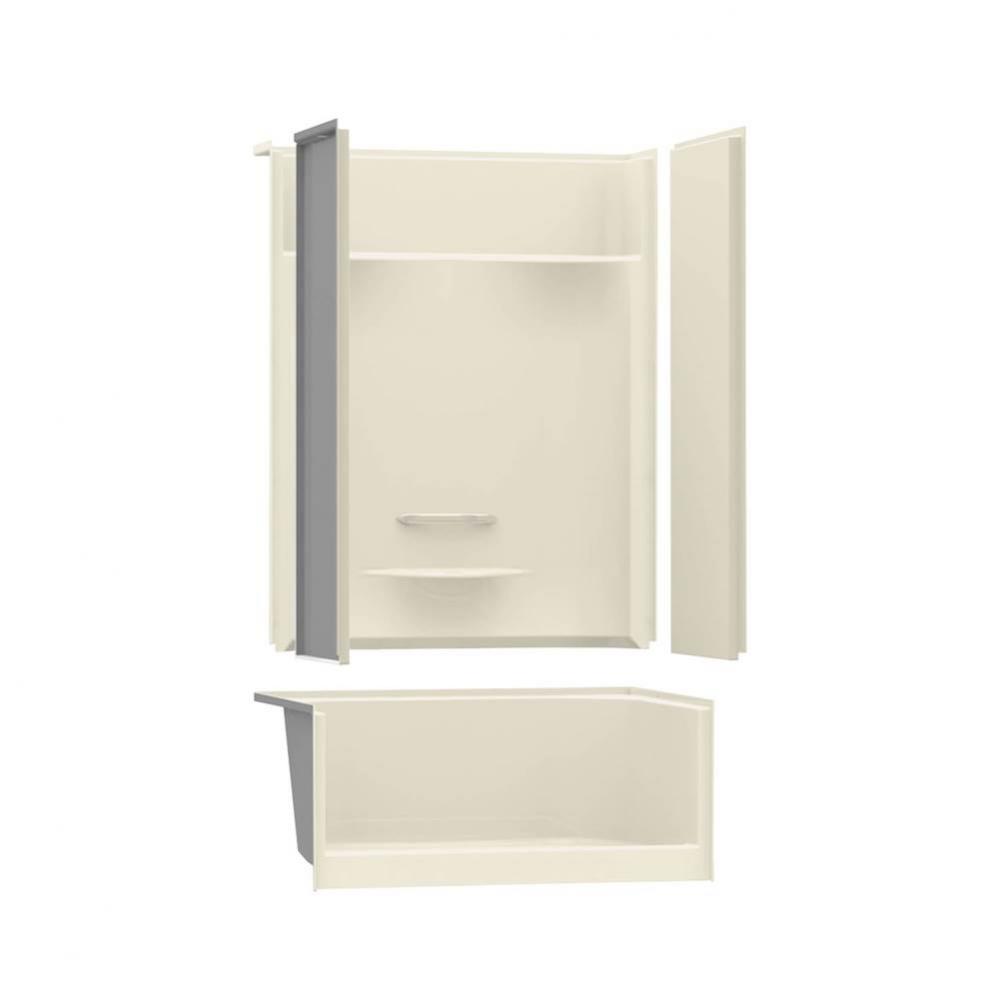 KDS 47.875 in. x 33.625 in. x 80.125 in. 4-piece Shower with Right Seat, Center Drain in Bone