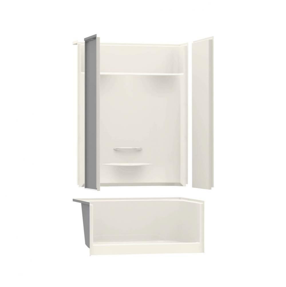 KDS 47.875 in. x 33.625 in. x 80.125 in. 4-piece Shower with Left Seat, Center Drain in Biscuit