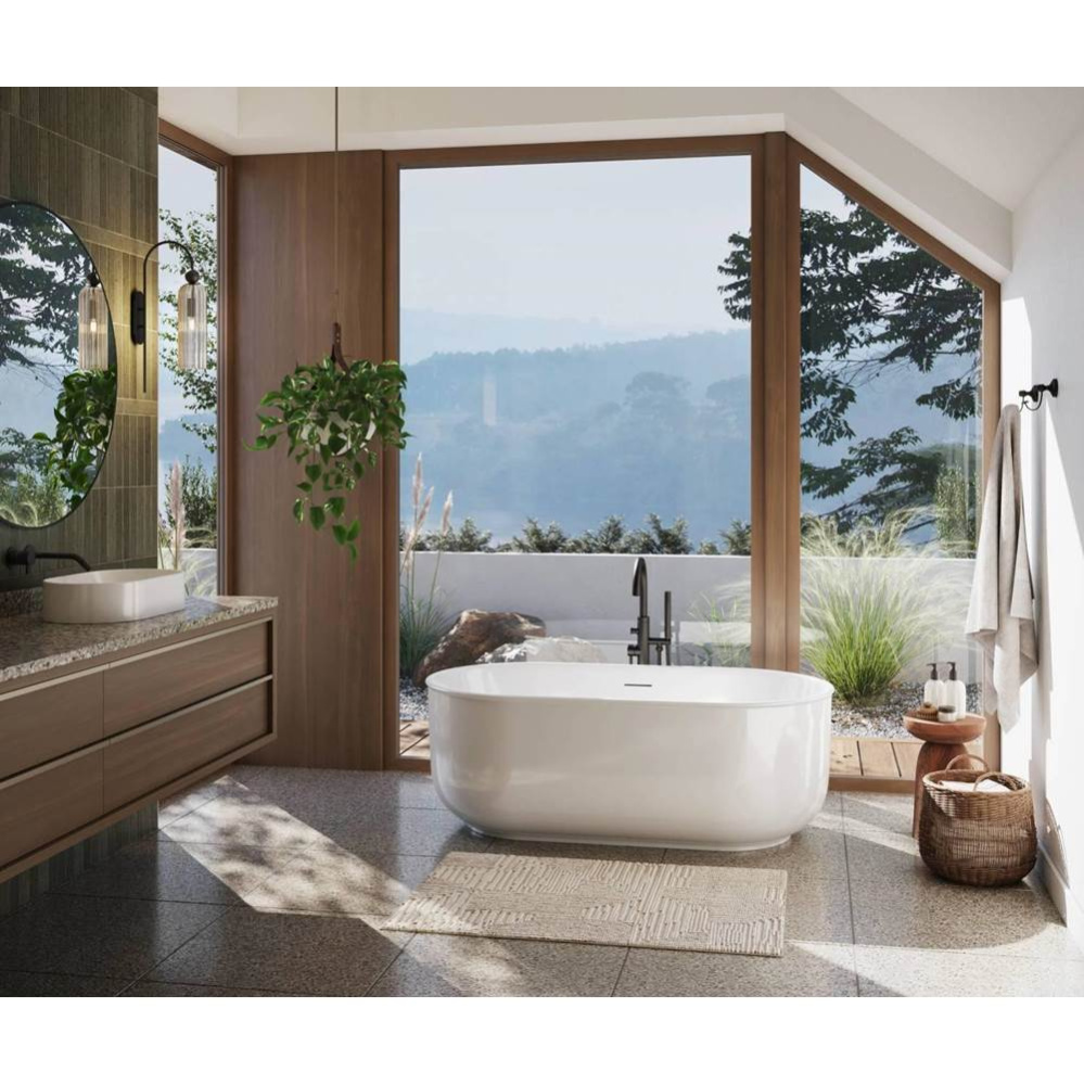 Ommu 5932 Acrylic Freestanding Center Drain Bathtub in White