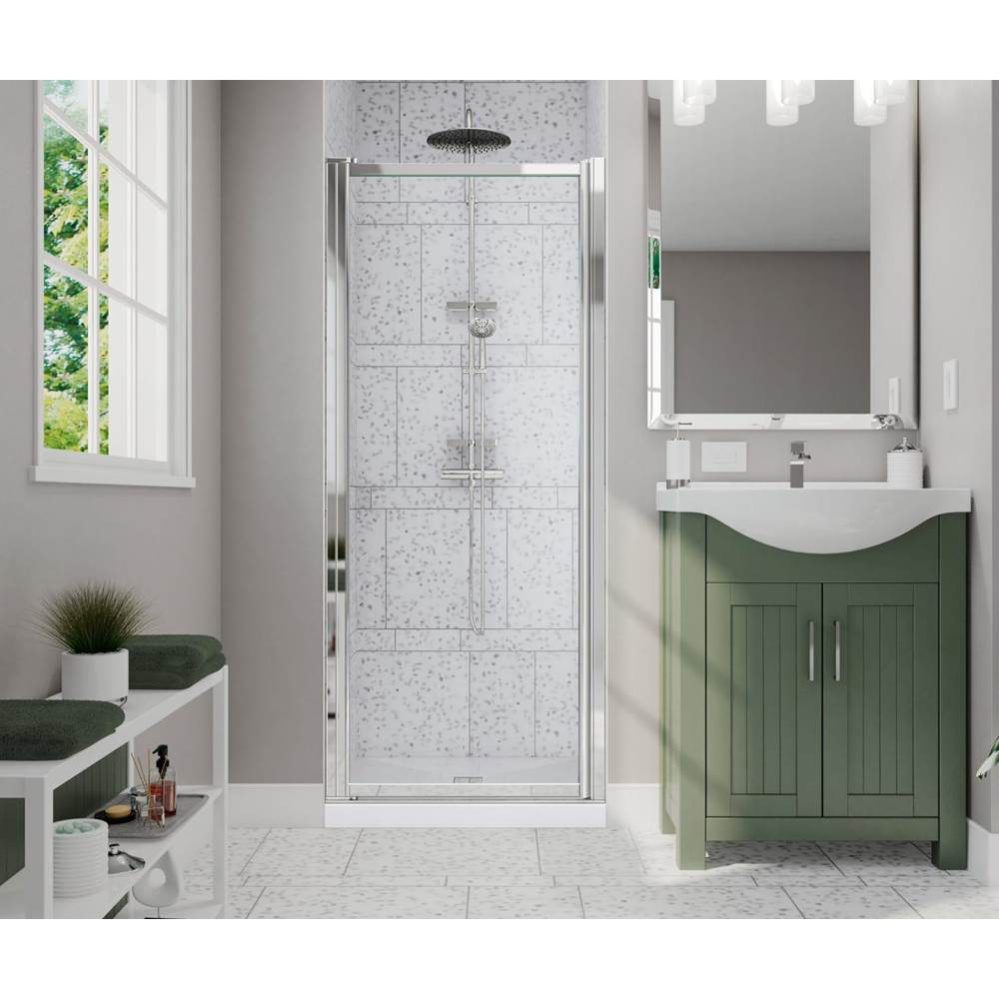 Pivolok 23-24.75 x 64.5 in. Pivot Shower Door for Alcove Installation with Clear glass in Chrome