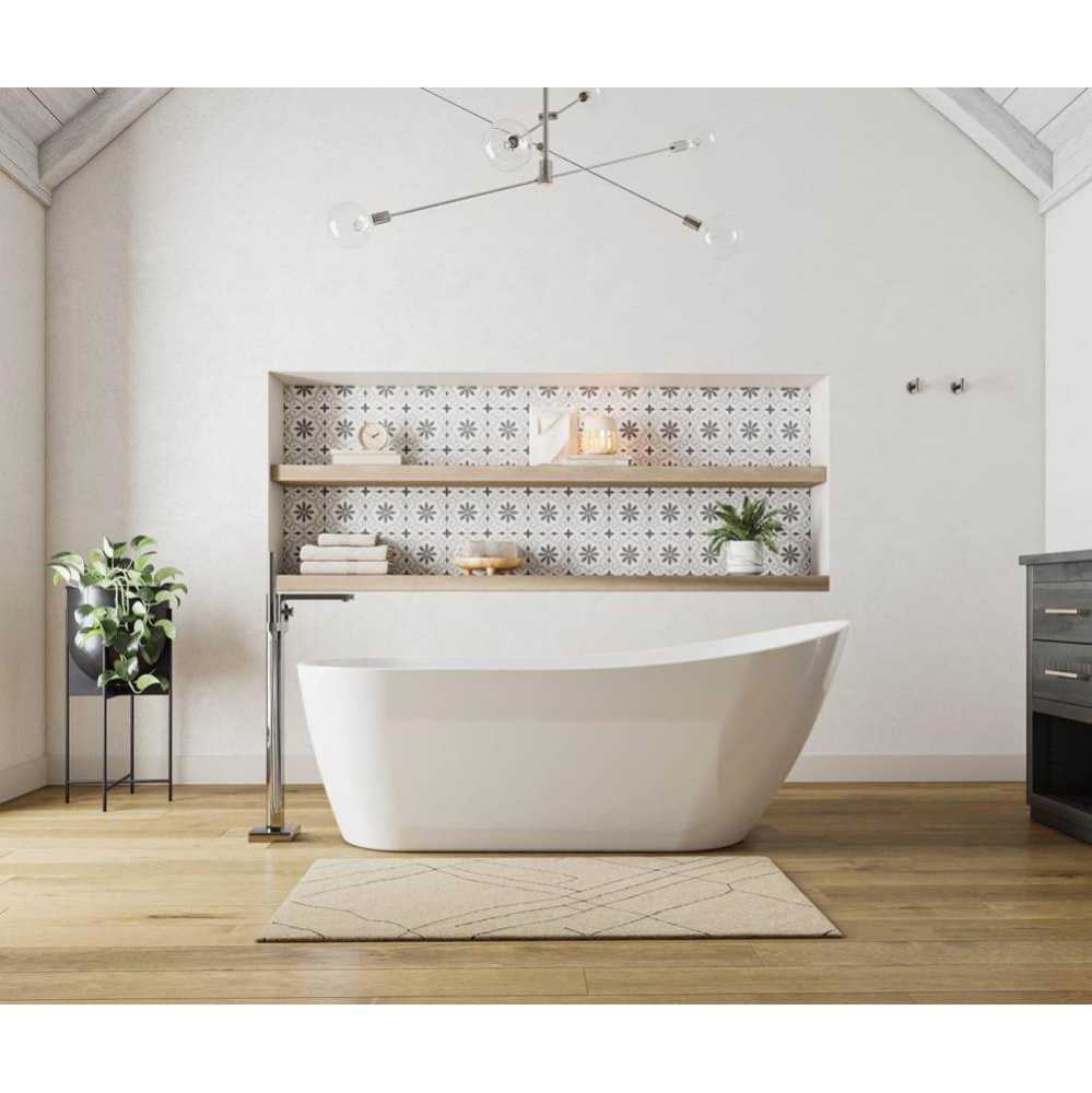 Sinfoni 67 x 29 Acrylic Freestanding End Drain Bathtub in White with White Skirt