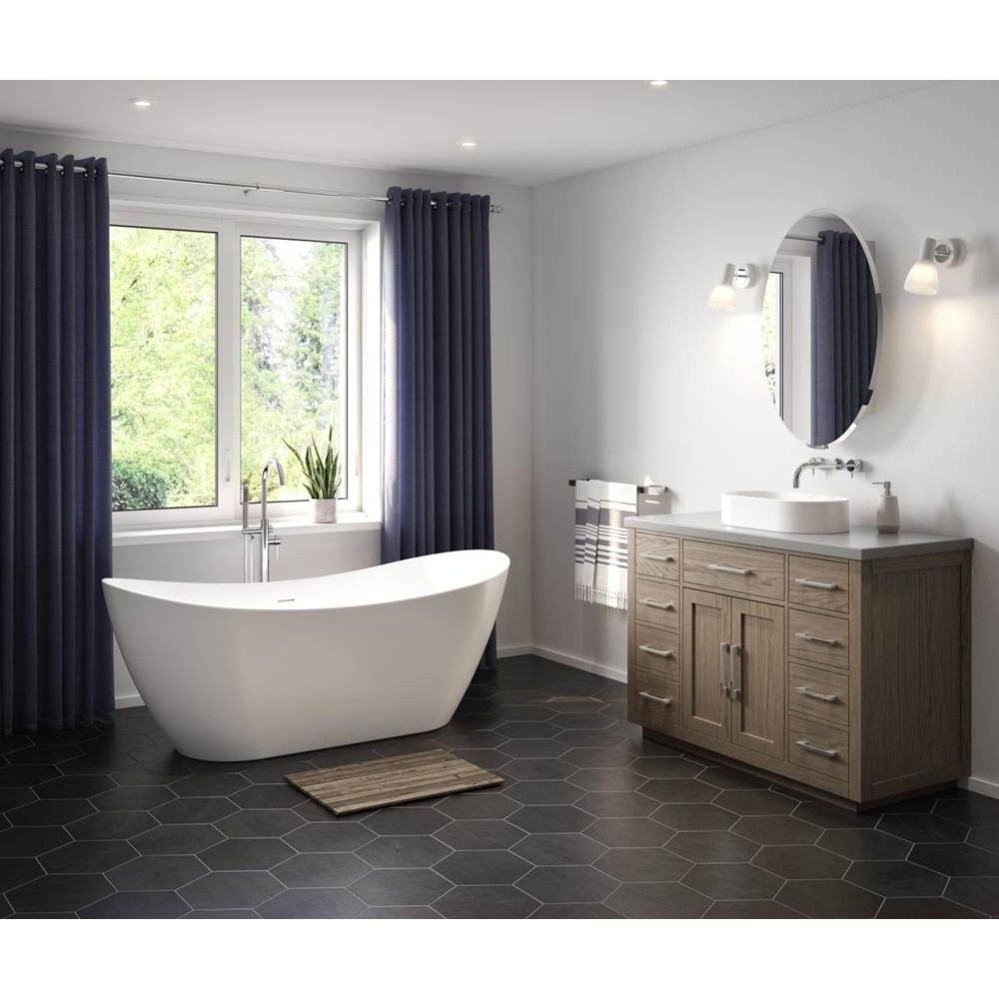 Mahaba 67 x 29 Acrylic Freestanding Oval Center Drain Bathtub in White