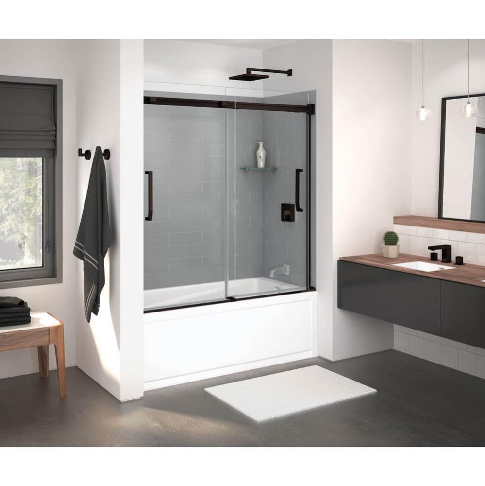 Inverto 56-59 x 55 ½-59 Inch 8mm Bypass Tub Door for Alcove Installation with Clear glass in
