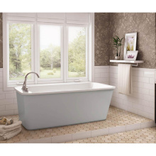 Maax 105798-000-001-106 - Lounge 6434 Acrylic Freestanding End Drain Bathtub in White with Sterling Silver Skirt