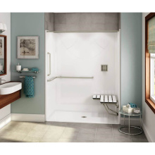 Maax 106772-000-002-193 - OPS-6030 - ANSI Grab Bar and seat AcrylX Alcove Center Drain One-Piece Shower in White