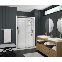 Maax 138520-900-305-000 - Incognito 74 39-42 x 74 in. 8mm Bypass Shower Door for Alcove Installation with Clear glass in Bru