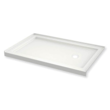 Maax 410004-501-001-001 - B3Round 6030 Acrylic Alcove Shower Base in White with Left-Hand Drain