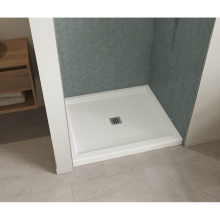 Maax 420001-541-001-100 - B3Square 4832 Acrylic Alcove Shower Base in White with Anti-slip Bottom with Center Drain