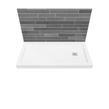 Maax 420005-505-001-101 - B3Square 6032 Acrylic Wall Mounted Shower Base in White with Right-Hand Drain