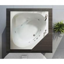 Maax 100875-RL-103-001 - Tandem 5454 Acrylic Corner Center Drain Aeroeffect Bathtub in White