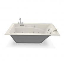 Maax 101265-R-056-007 - Optik 6032 Acrylic Alcove Right-Hand Drain Combined Hydrofeel & Aerofeel Bathtub in Biscuit