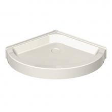 Maax 105049-000-007 - R 36.125 in. x 36.125 in. x 6.125 in. Round Corner Shower Base with Center Drain in Biscuit