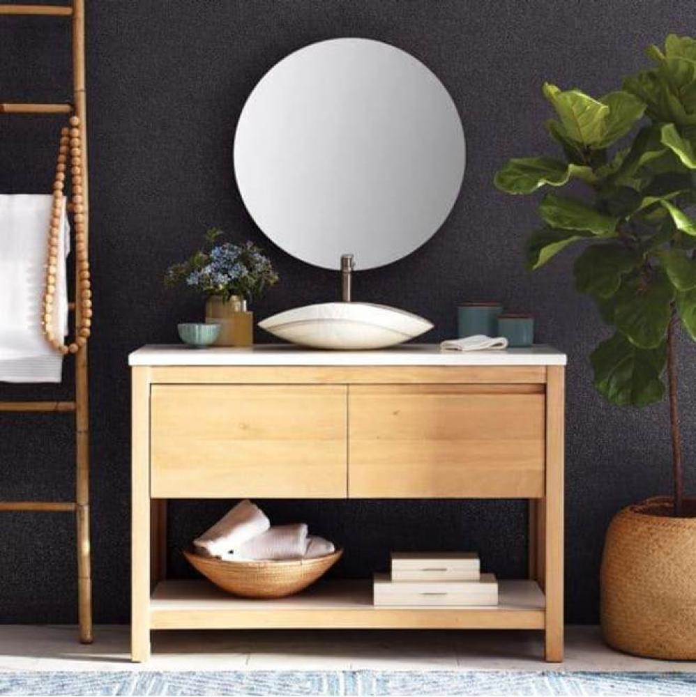 48'' Solace Vanity Base in Midnight Oak with Palomar Vanity Top and Sink, Pearl
