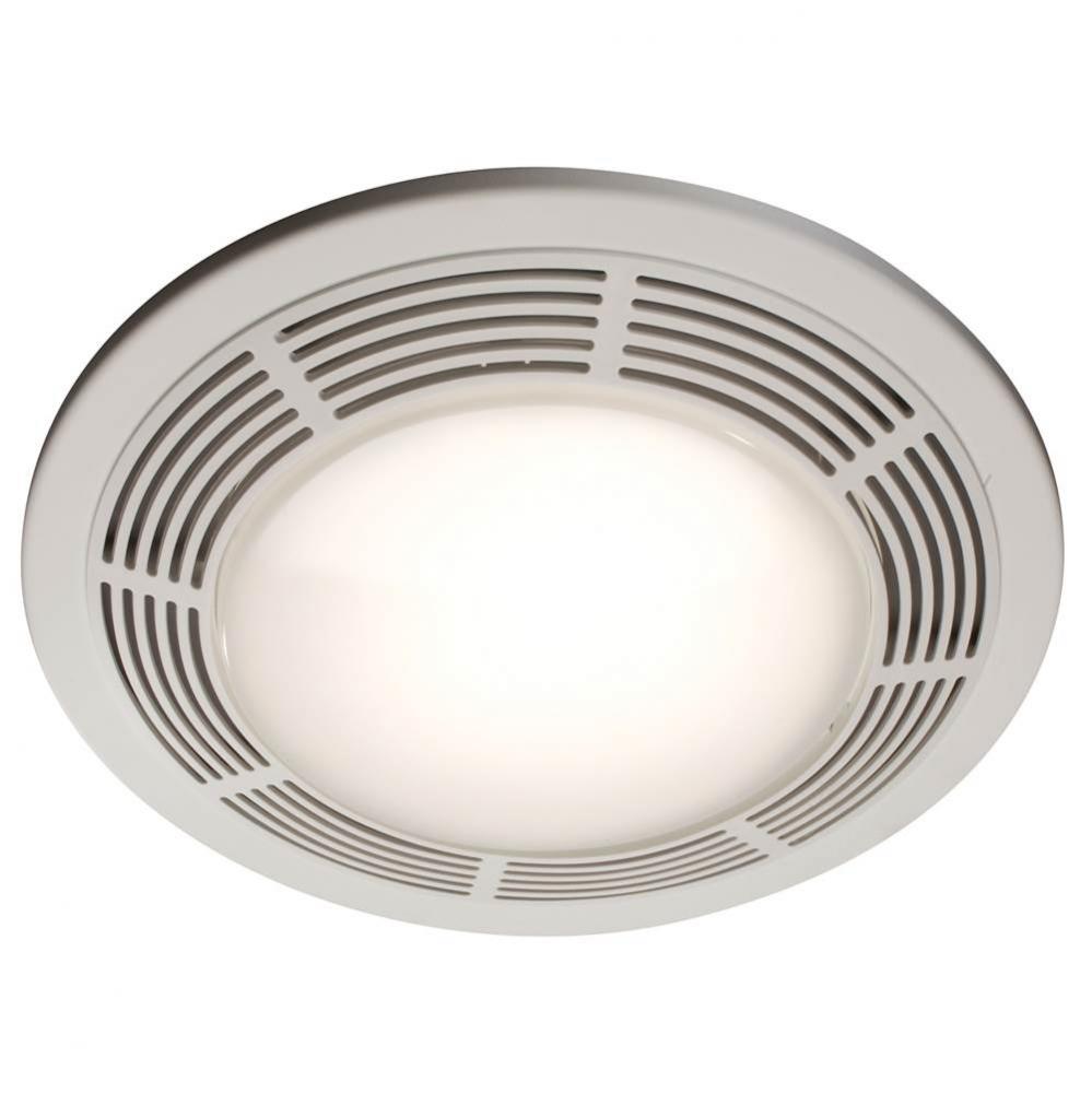 100 CFM Ventilation Fan with Light and Night Light, Round White Grille with Glass Lens, 5.0 Sones