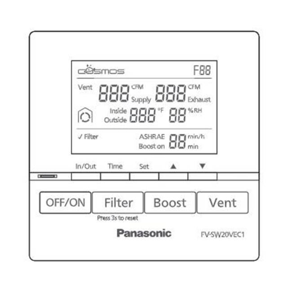 Panasonic Intelli-Balance 200 LCD Wall Control with Power On/Off and Air Volume, FV-SW20VEC1