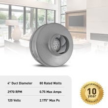 Panasonic VTX400 - Atmosphere Vortex 4'' Inline Duct Blower Fan, 198 CFM, VTX400