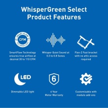 Panasonic FV-0511VKSL3 - Panasonic WhisperGreen Select Dual Speed Ceiling Mount Exhaust Fan with LED Light, Customizable, 3