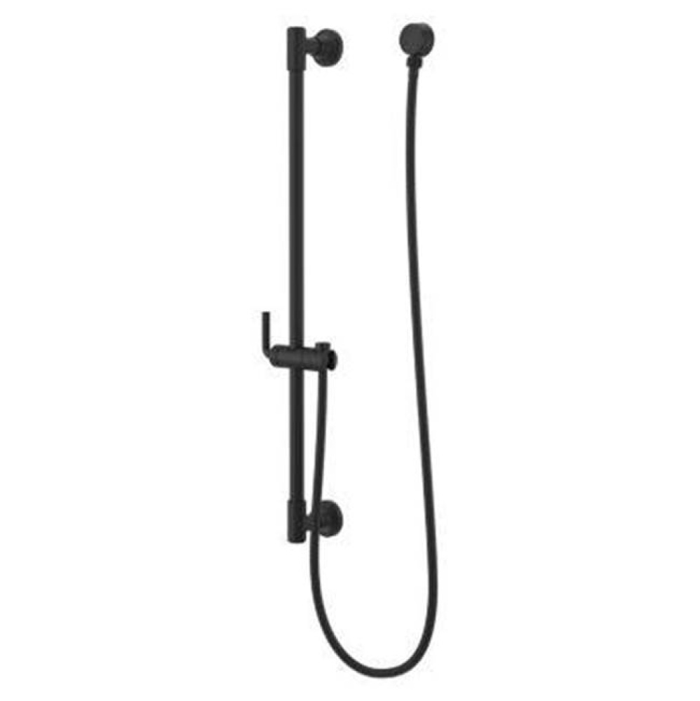 Modern Round 30 in. Slide Bar with 60 in. Hose in Matte Black