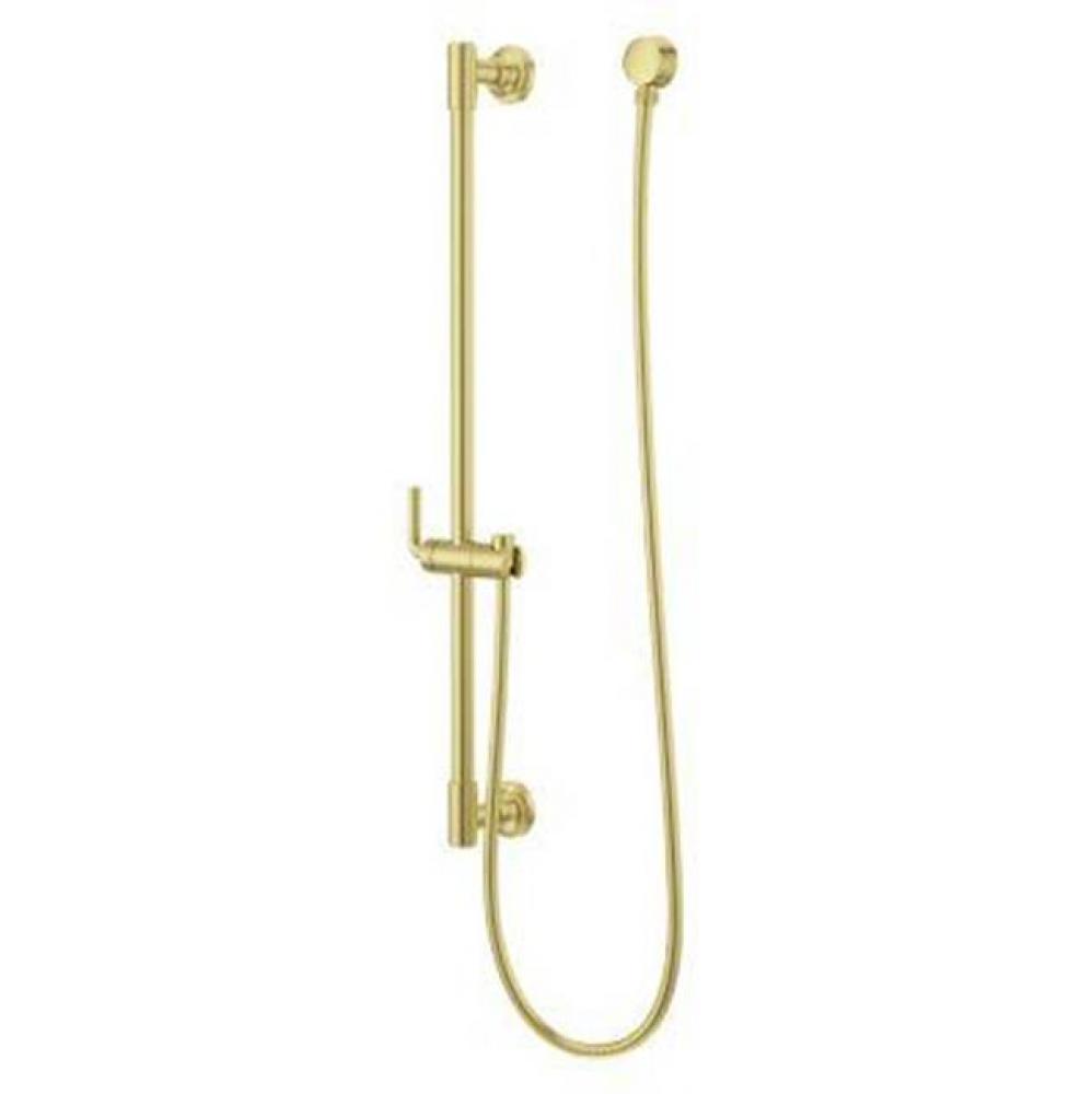 Modern Round 30 in. Slide Bar with 60 in. Hose in Brushed Gold