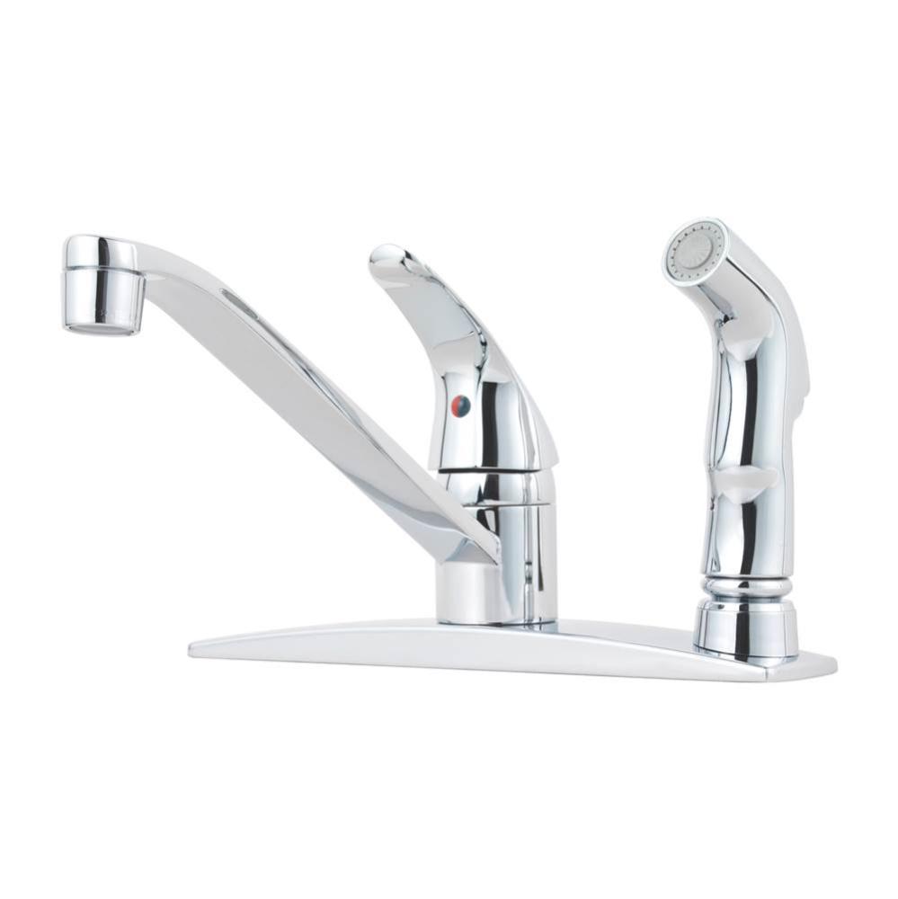 Pfirst Series 1-Handle Kitchen Faucet with Side Spray in Polished Chrome