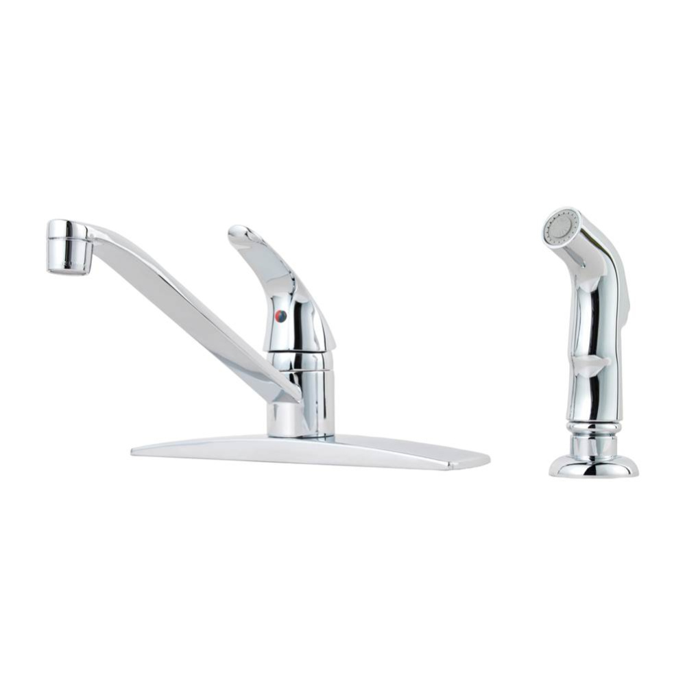 Pfirst Series 1-Handle Kitchen Faucet with Side Spray in Polished Chrome