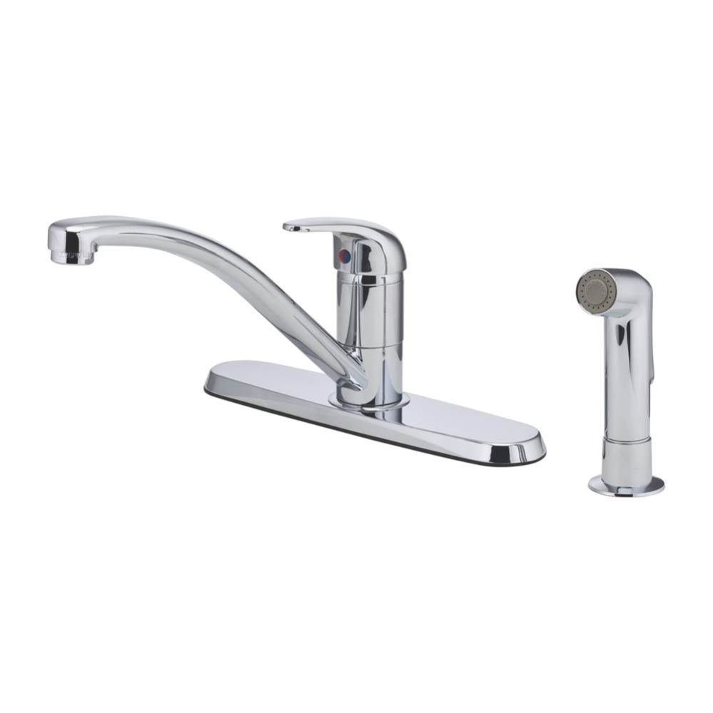 Pfirst Series 1-Handle Kitchen Faucet with Side Spray in Polished Chrome