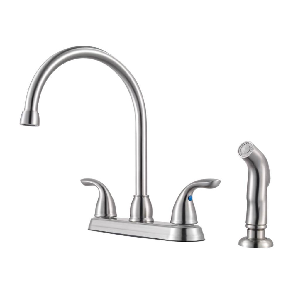 Pfirst Series 2-Handle Kitchen Faucet with Side Spray in Stainless Steel