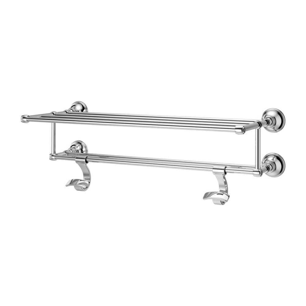Tisbury 24'' Towel Rack with Two Hanging Hooks in Polished Chrome