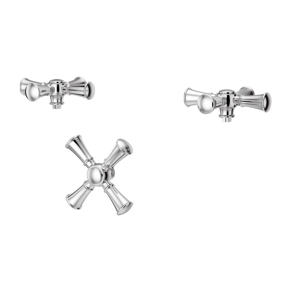 Tisbury 3-Handle Tub Filler Cross Handle Kit in Polished Chrome