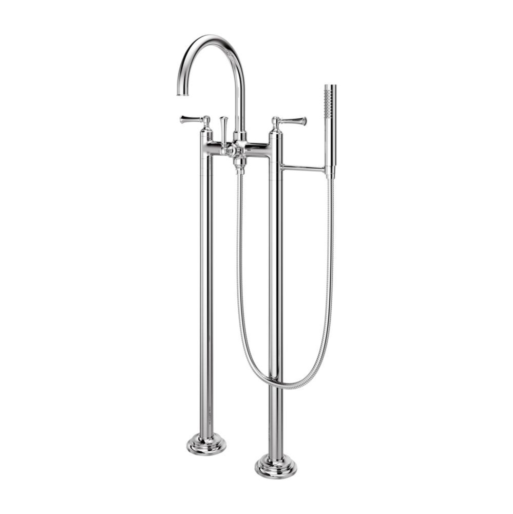 Tisbury Traditional 2-Handle Tub Filler with Hand Shower in Polished Chrome