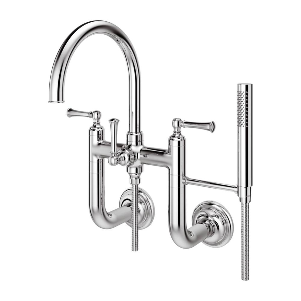 Tisbury Wall Mount 2-Handle Tub Filler with Hand Shower in Polished Chrome