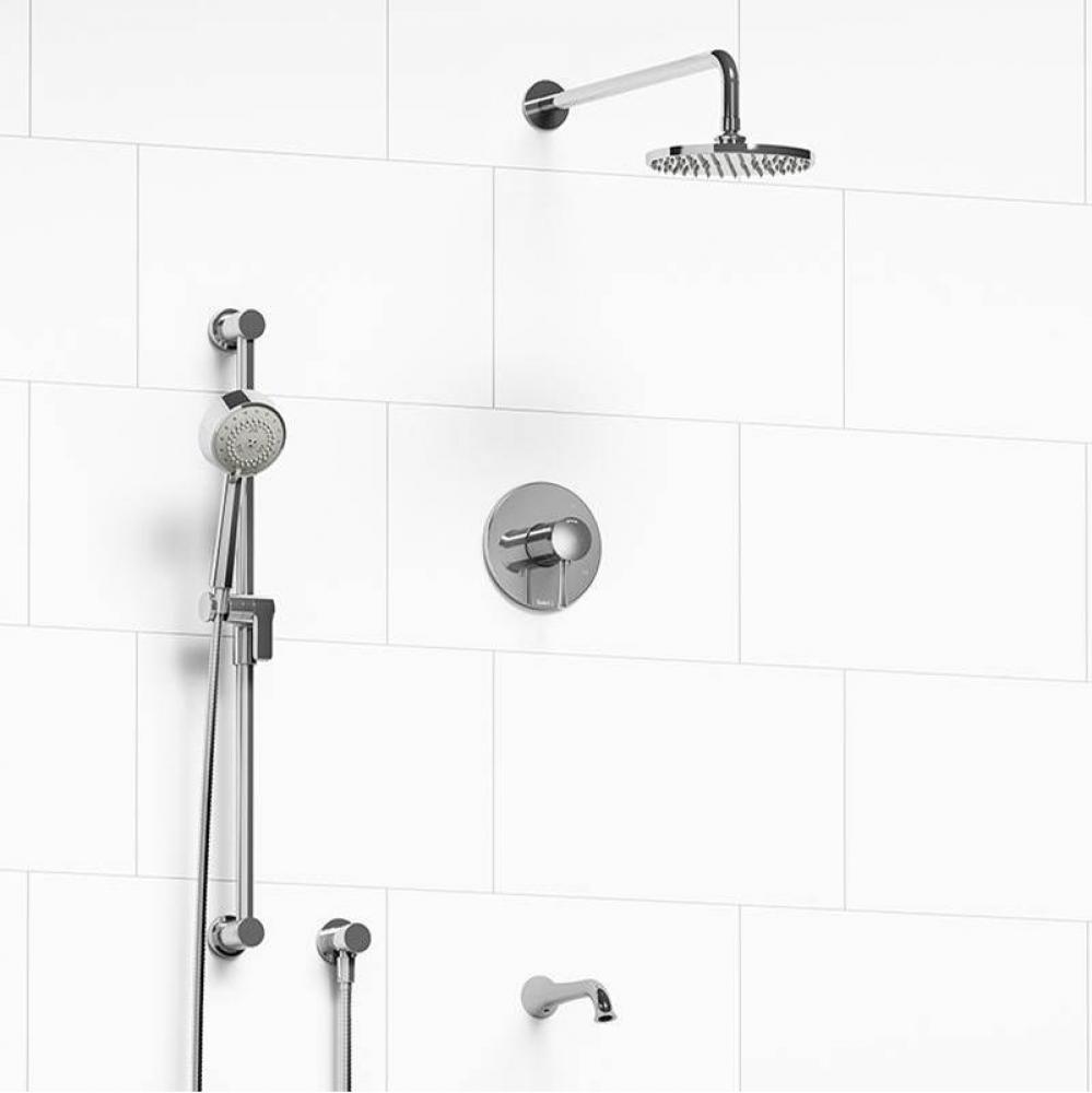 Type T/P (thermostatic/pressure balance) 1/2'' coaxial 3-way system with hand shower rai