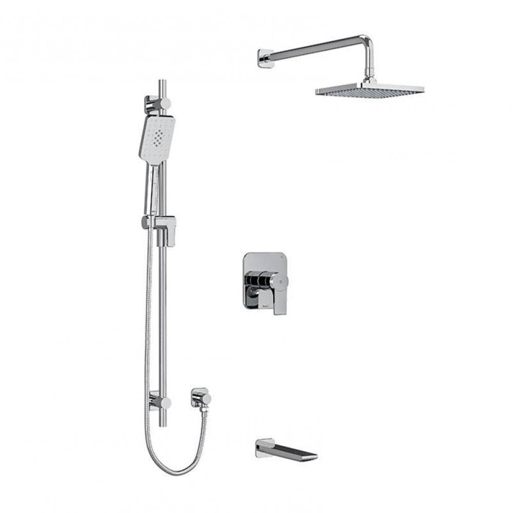 Type T/P (thermostatic/pressure balance)  1/2'' coaxial 3-way system with hand shower ra