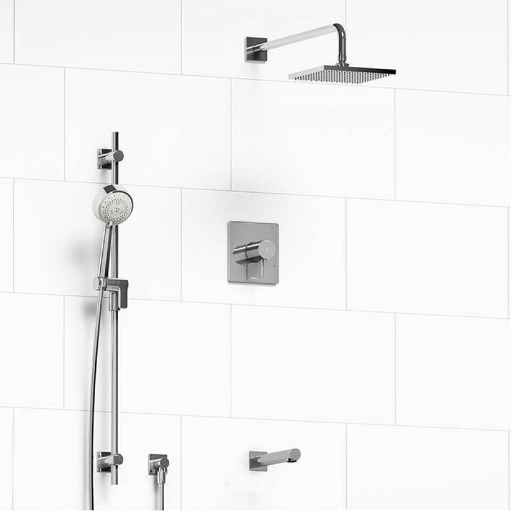 Type T/P (thermostatic/pressure balance) 1/2'' coaxial 3-way system with hand shower rai