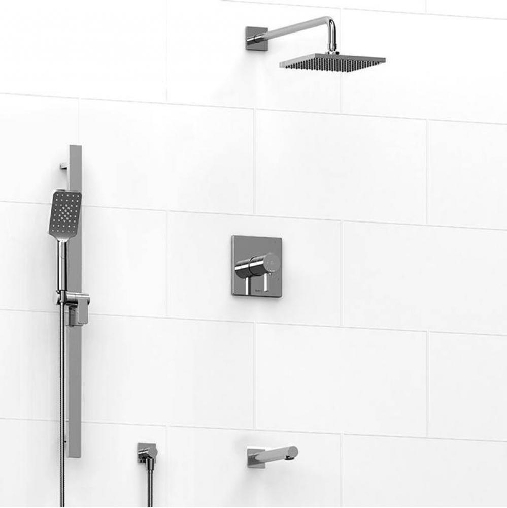 Type T/P (thermostatic/pressure balance) 1/2'' coaxial 3-way system with hand shower rai