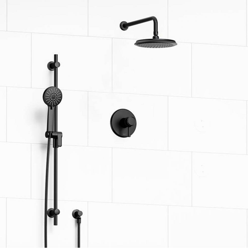 Type T/P (thermostatic/pressure balance) 1/2'' coaxial 2-way system with hand shower and