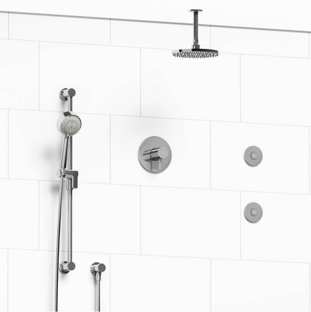 Type T/P (thermostatic/pressure balance) 1/2'' coaxial 3-way system, hand shower rail, e
