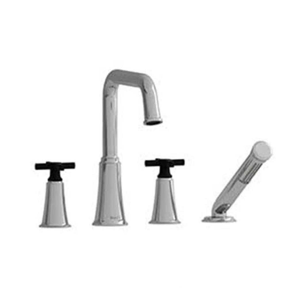 4-piece deck-mount tub filler with hand shower