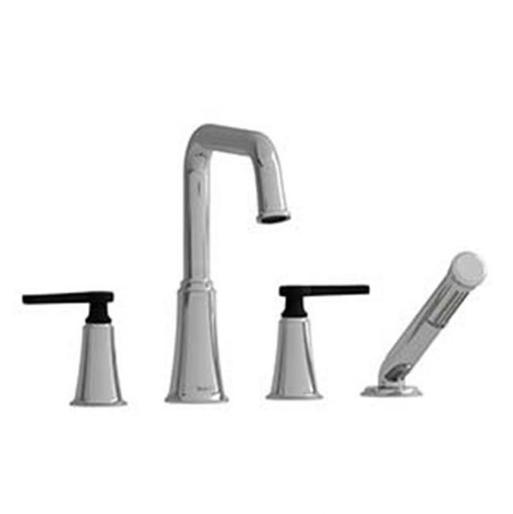 4-piece deck-mount tub filler with hand shower
