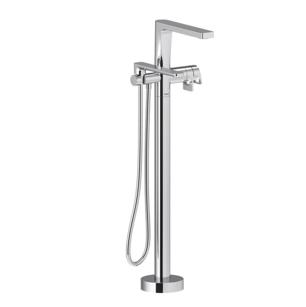 2-way Type T (thermostatic) coaxial floor-mount tub filler with hand shower