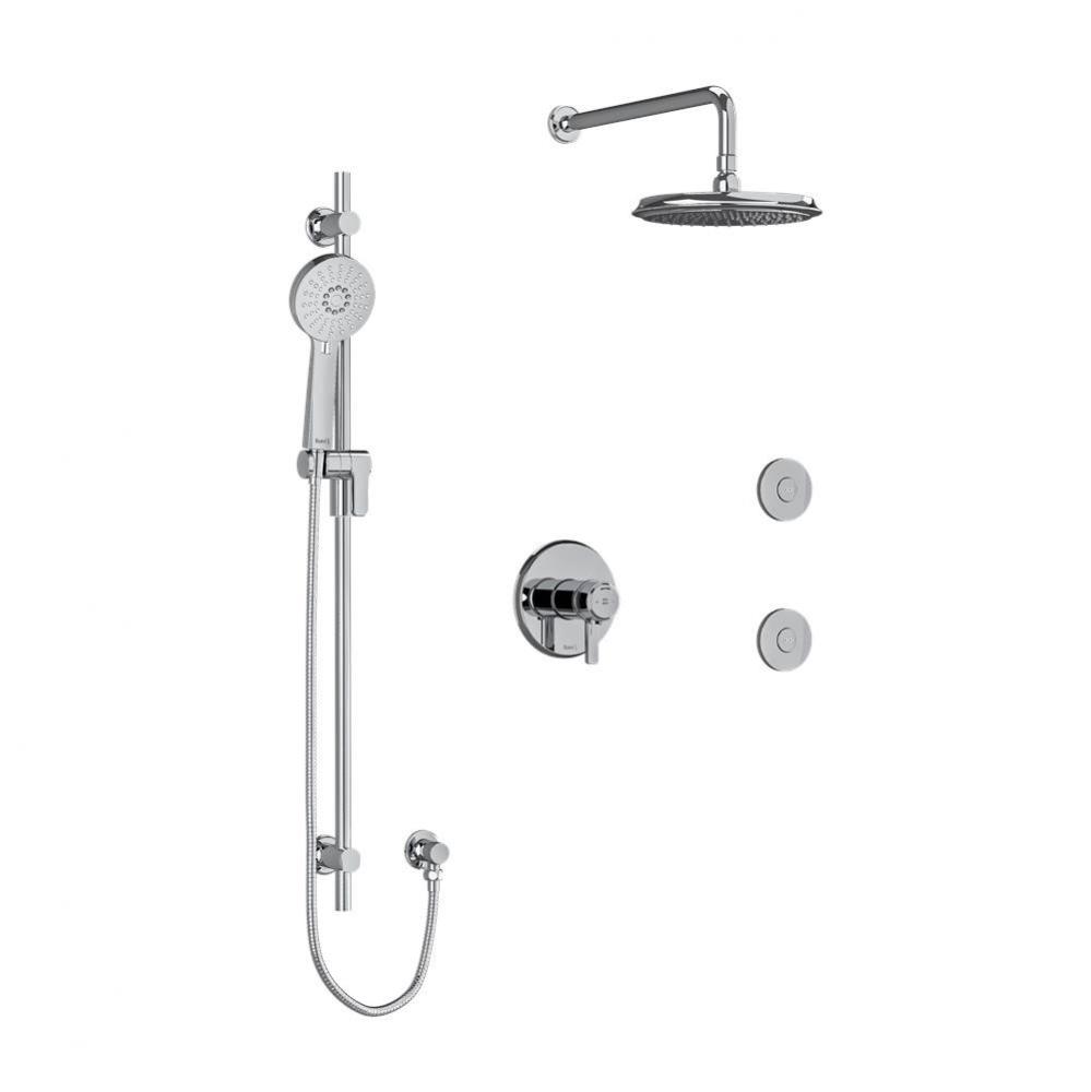 Type T/P (thermostatic/pressure balance) ½'' coaxial 3-way system, Handshowerrail,