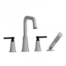 Riobel MMSQ12LCBK - 4-piece deck-mount tub filler with hand shower