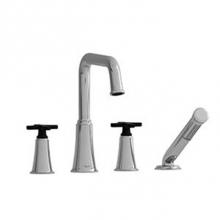 Riobel MMSQ12XCBK - 4-piece deck-mount tub filler with hand shower