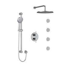Riobel KIT483GNC-6 - Type T/P 3/4'' double coaxial system with hand shower rail, 4 body jets and shower head